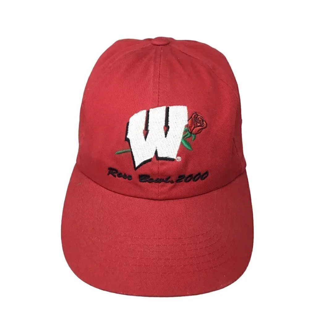 Vintage 2000 Rosebowl Wisconsin Badgers Hat Baseball Cap Football Game NCAA Red